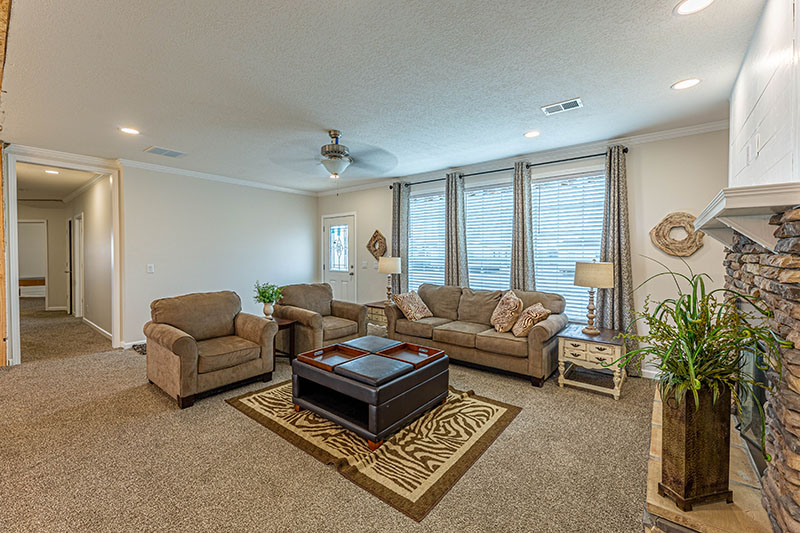 Interior photo of a manufactured home living room